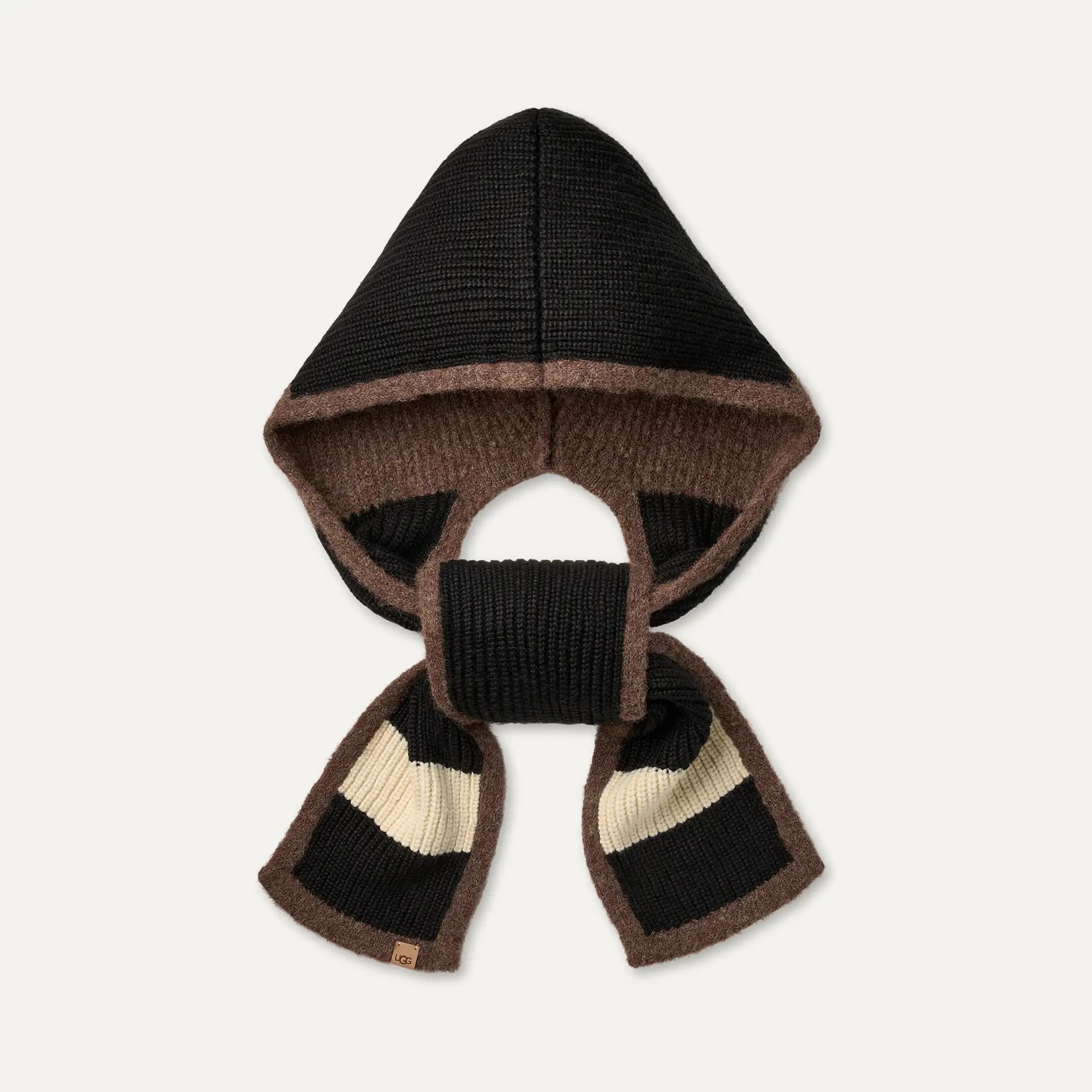 Women's Colorblock Hooded Scarf - BLACK MULTI