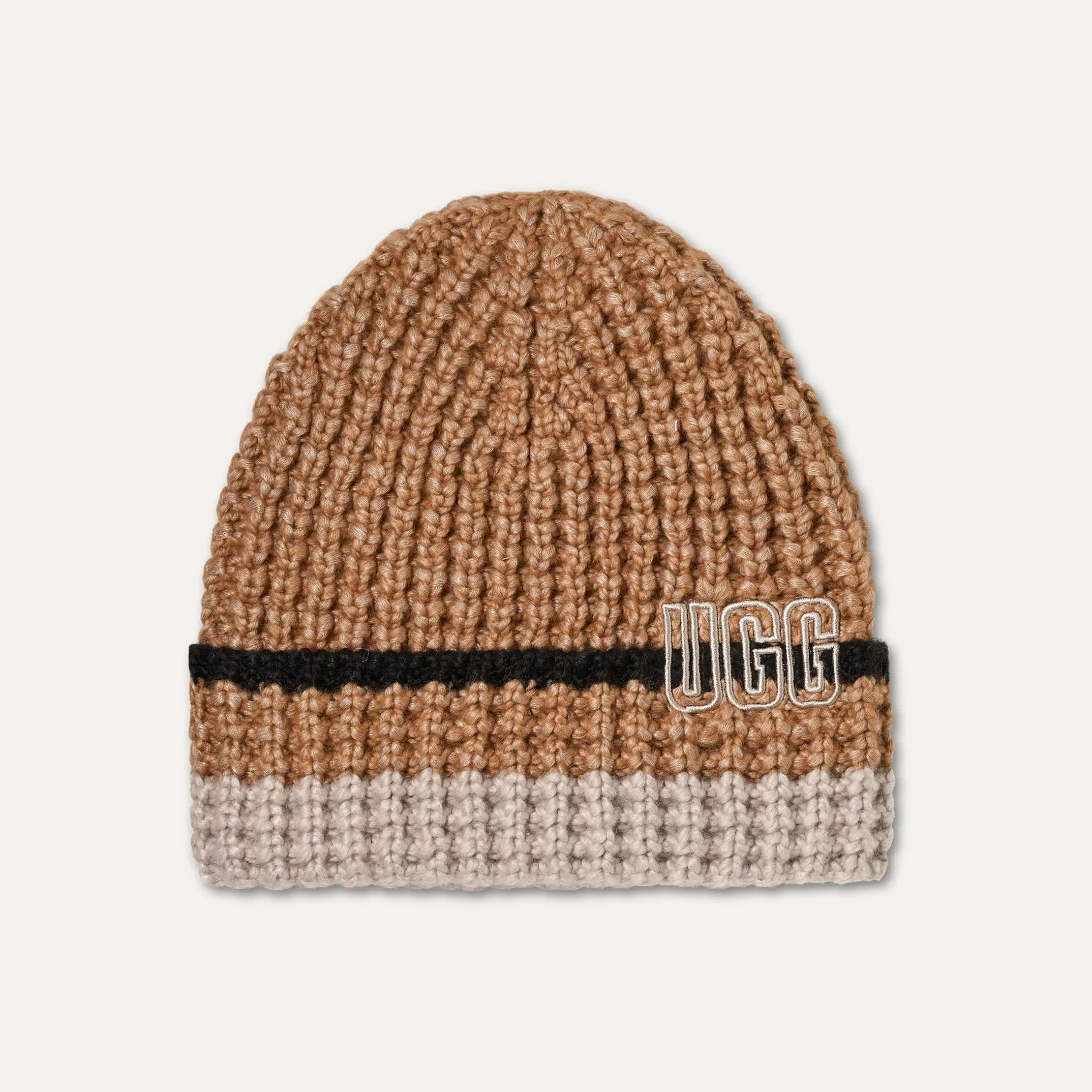 Men's Waffle Stripe Beanie - CHESTNUT MULTI
