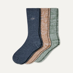 Men's Trey Rib Knit Cozy 3 Pack - TAHOE BLUE / CHESTNUT / GREEN STONE