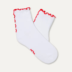 Women's Karsyn Lettuce Edge Quarter II - WHITE / ORANGE GERBERA