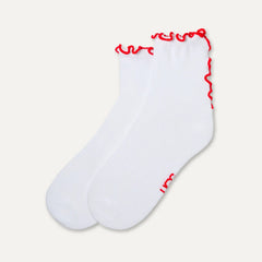 Women's Karsyn Lettuce Edge Quarter II - WHITE / ORANGE GERBERA