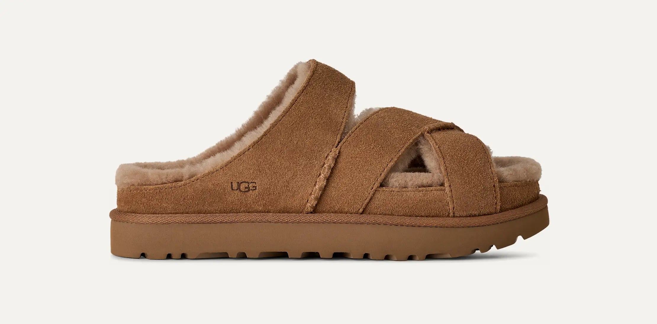 Women's Greenport Cross Strap Slide - CHESTNUT
