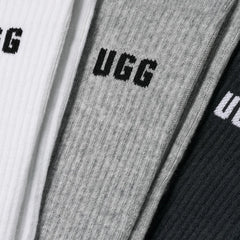 Men's Leander Logo Crew 3 Pack - WHITE / GREY / BLACK