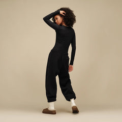 Women's Aidelene Long Sleeve Rib Tee - BLACK