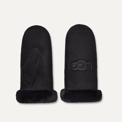 Women's Sheepskin Embroider Mitten - BLACK