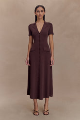 Pearson Short Sleeve Knit Midi Dress - Chocolate