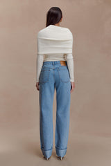 Kirralee Straight Leg Cuffed Jeans - Classic Blue