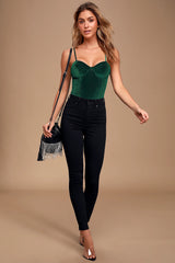 Flirty Feelings Burgundy Velvet Bustier Bodysuit