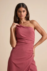 Adeline Lavender One-Shoulder Scarf Maxi Dress
