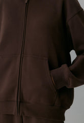 Cozy Sweatfleece Perfect Zip Hoodie - RICH MOCHA BROWN