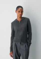 Essential Cashmere Idyllic Zip Hoodie - HEATHER CHARCOAL