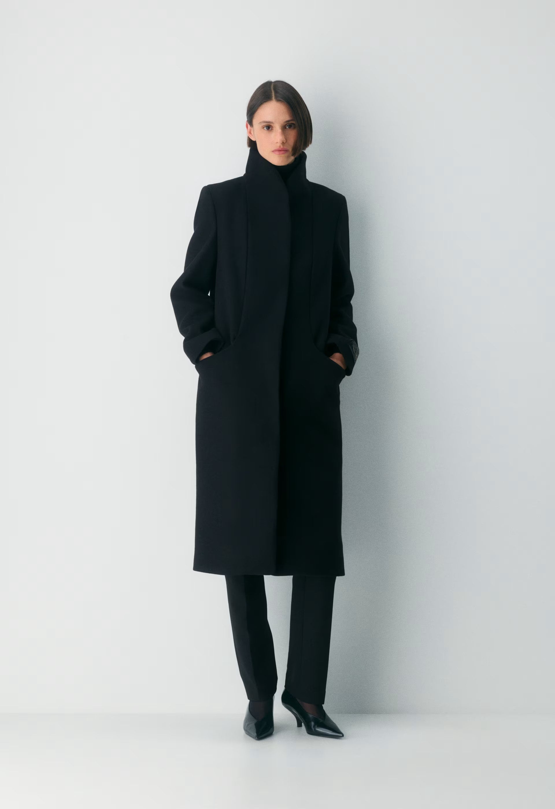 The Cocoon Long Coat - Luxe Wool Cashmere - BLACK