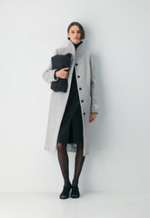 The Cocoon Long Coat - Luxe Wool Cashmere - HEATHER LIGHT GREY