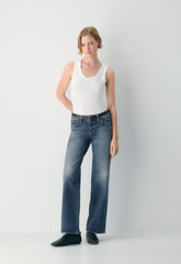 Denim Forum Pam Super Lo-Rise Wide Jean - VINTAGE DARK BLUE