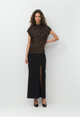 Nominee Satin Blouse - RICH MOCHA BROWN