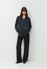 Baker Satin Shirt - DARK NIGHT NAVY