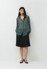 Baker Silk Shirt - BLUE MIRGE/DK NGHT NVY