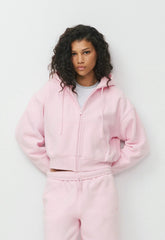Cozy Sweatfleece Boyfriend Boxy Zip Hoodie - MAGNOLIA