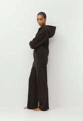 Cozy Sweatfleece Perfect Zip Hoodie - CACAO NIB BROWN