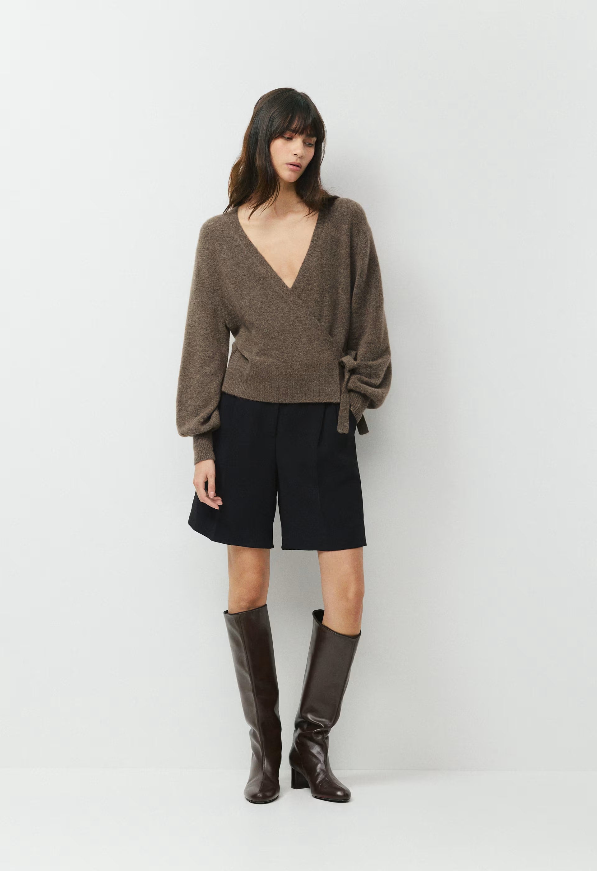 SoftSpoke™ Cassidy Wrap Sweater - HEATHER DARK CHOCOLATE