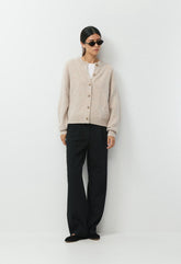Essential Cashmere Acclaim Cardigan - SPECKLED MRCN BEIGE