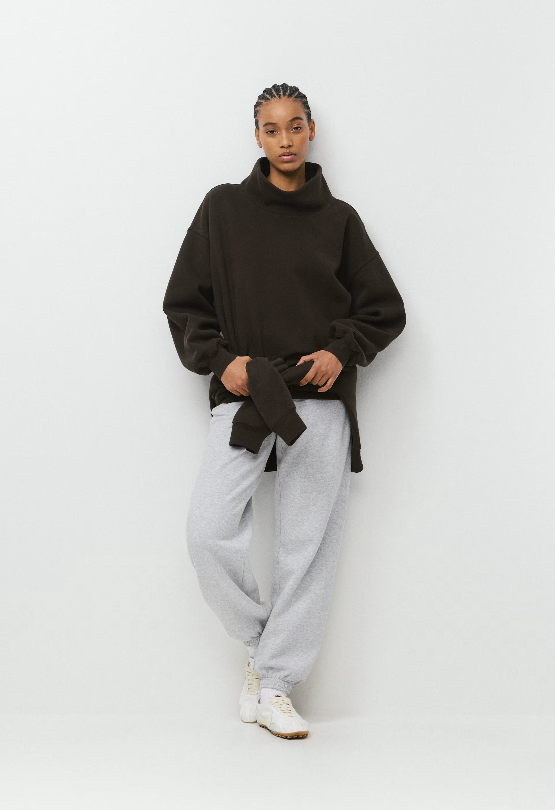 Cozy Sweatfleece Mega Funnel Neck - CACAO NIB BROWN