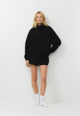 Cozy Sweatfleece Mega Cinch Zip-Up - BLACK