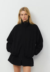 Cozy Sweatfleece Mega Cinch Zip-Up - BLACK
