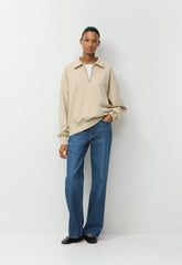 Terry Sweatfleece Mega Polo Sweatshirt - MULLEIN