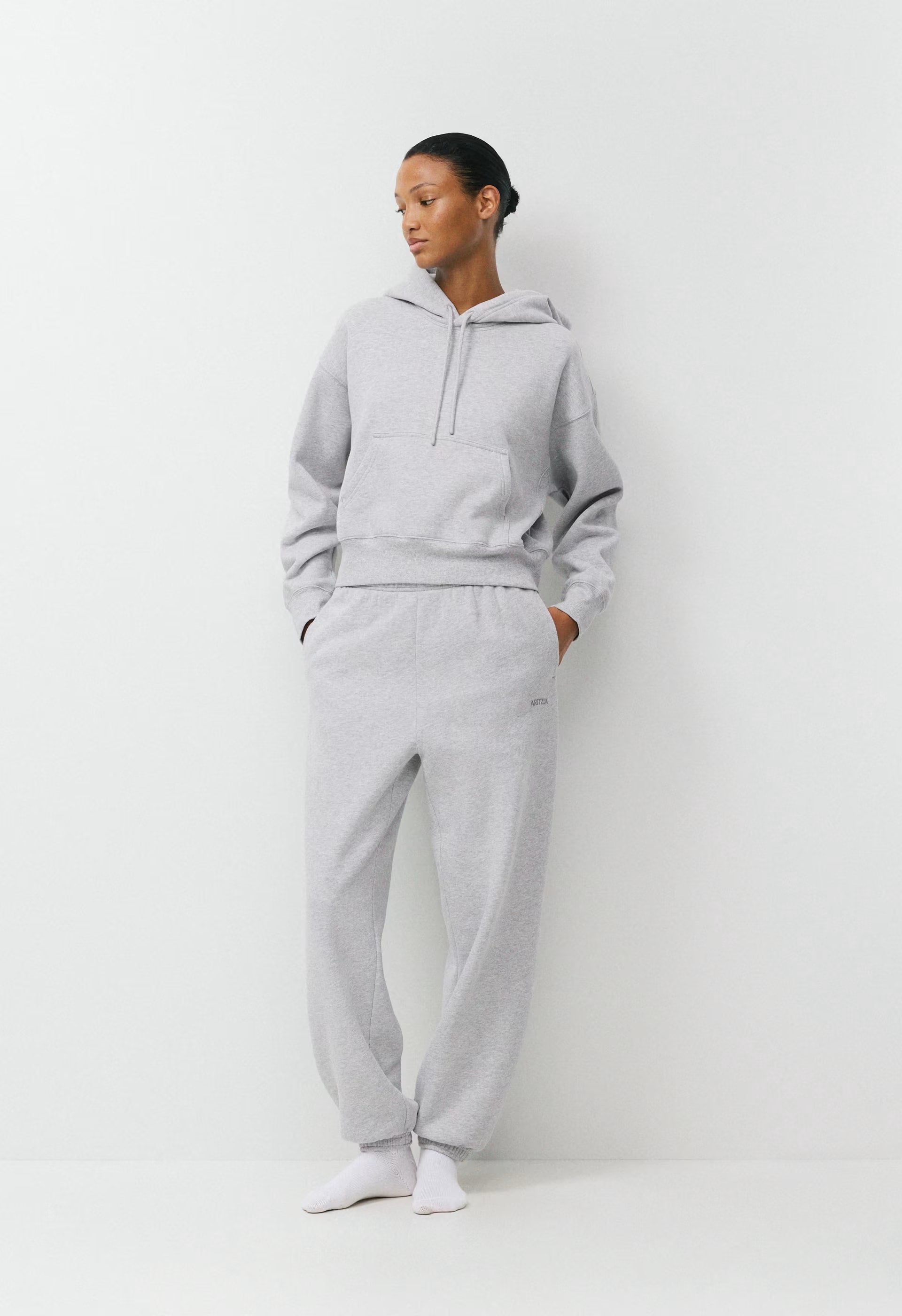 Cozy Sweatfleece Boyfriend Boxy Hoodie - HEATHER CHROME
