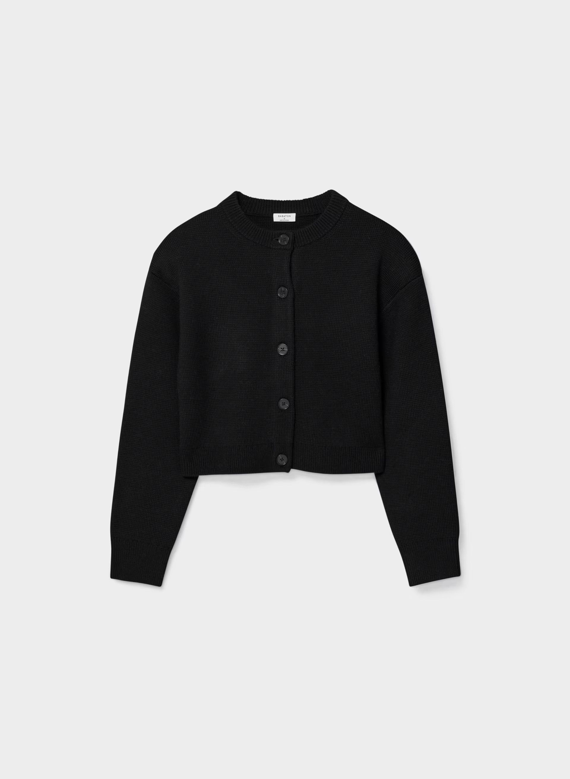 Bay Merino Wool Cardigan - BLACK