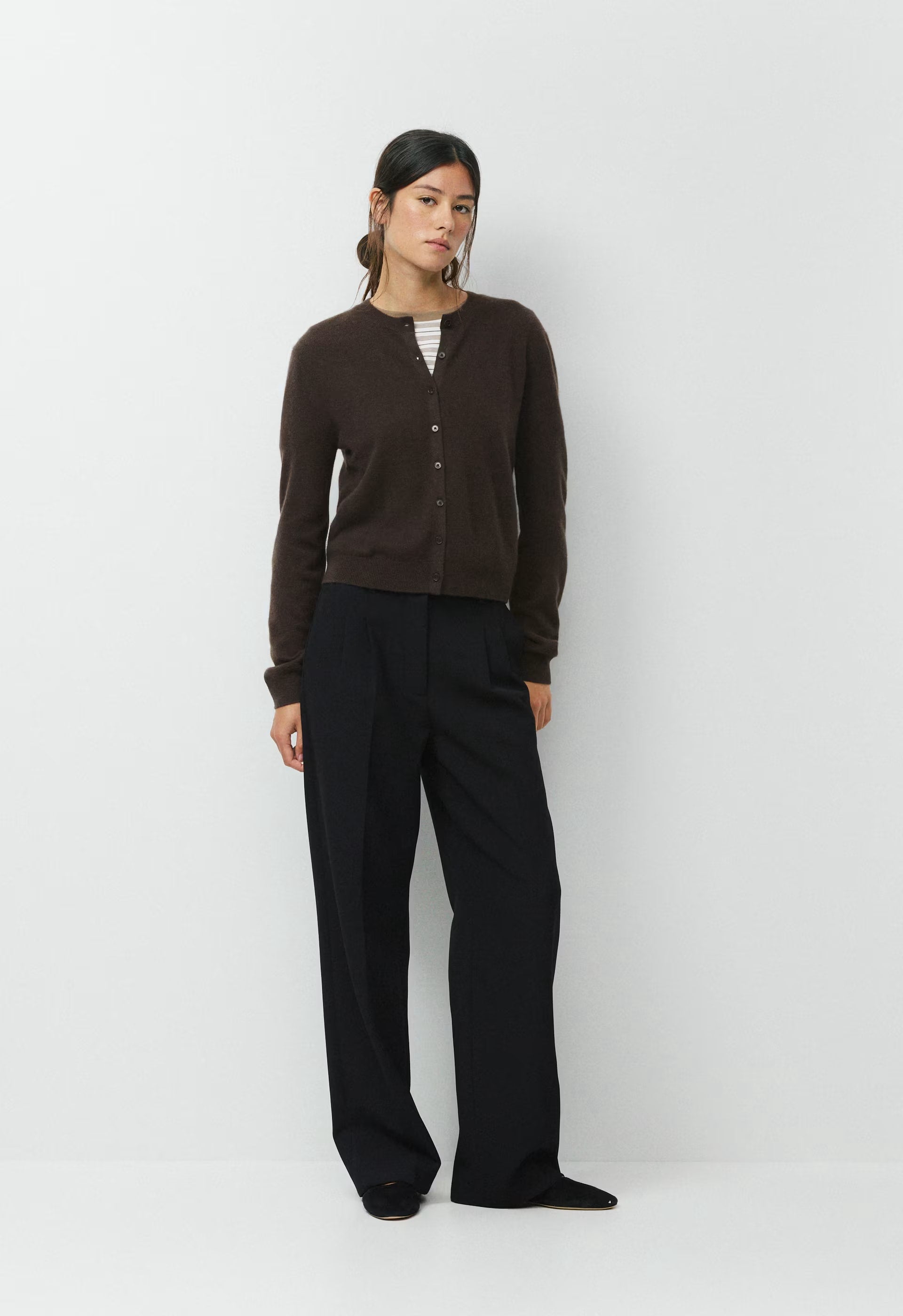 Bare Cashmere Noteworthy Cardigan - CACAO NIB BROWN