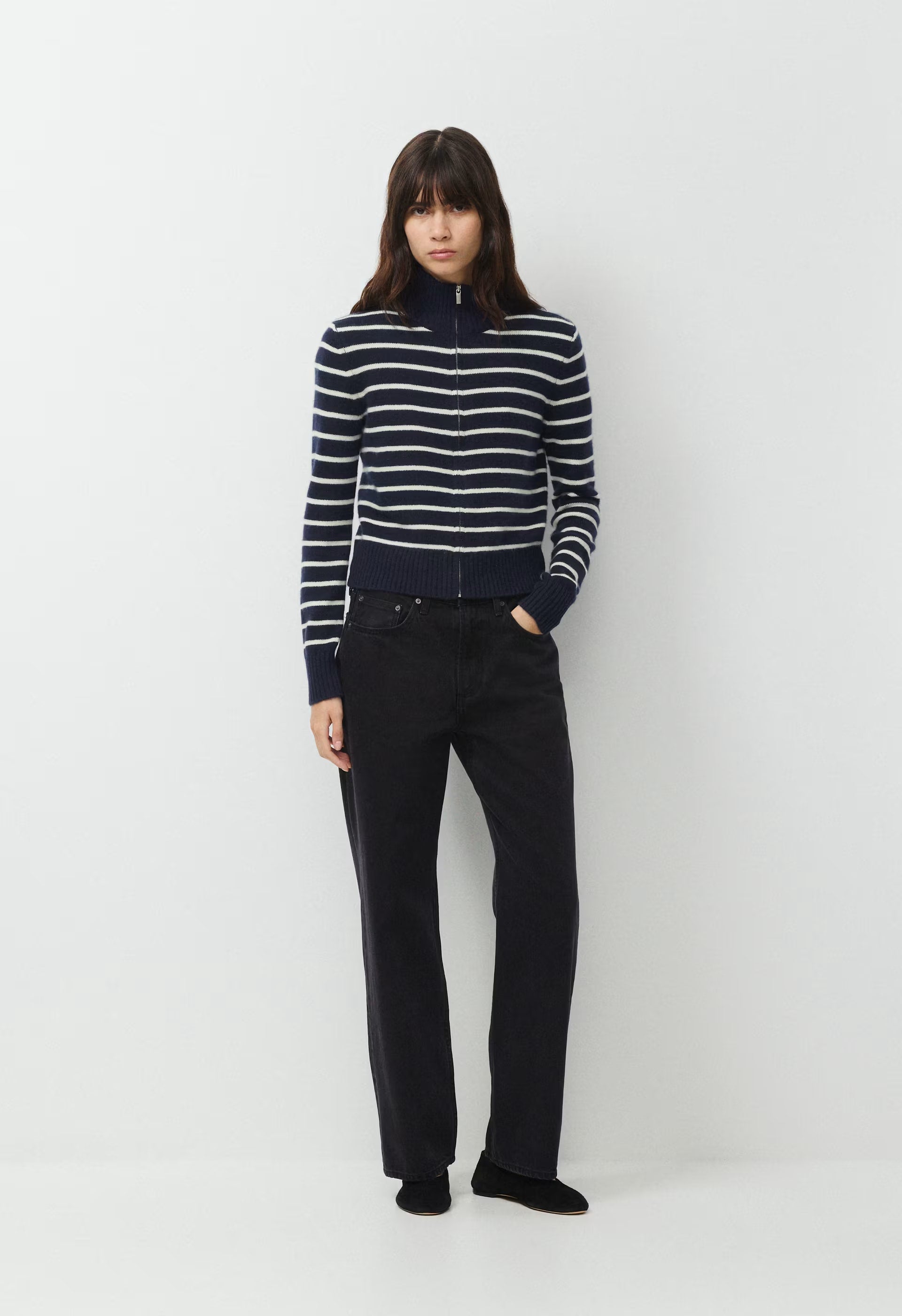 Essential Cashmere Catalogue Zip-Up - ADMIRAL NVY/LT BIRCH