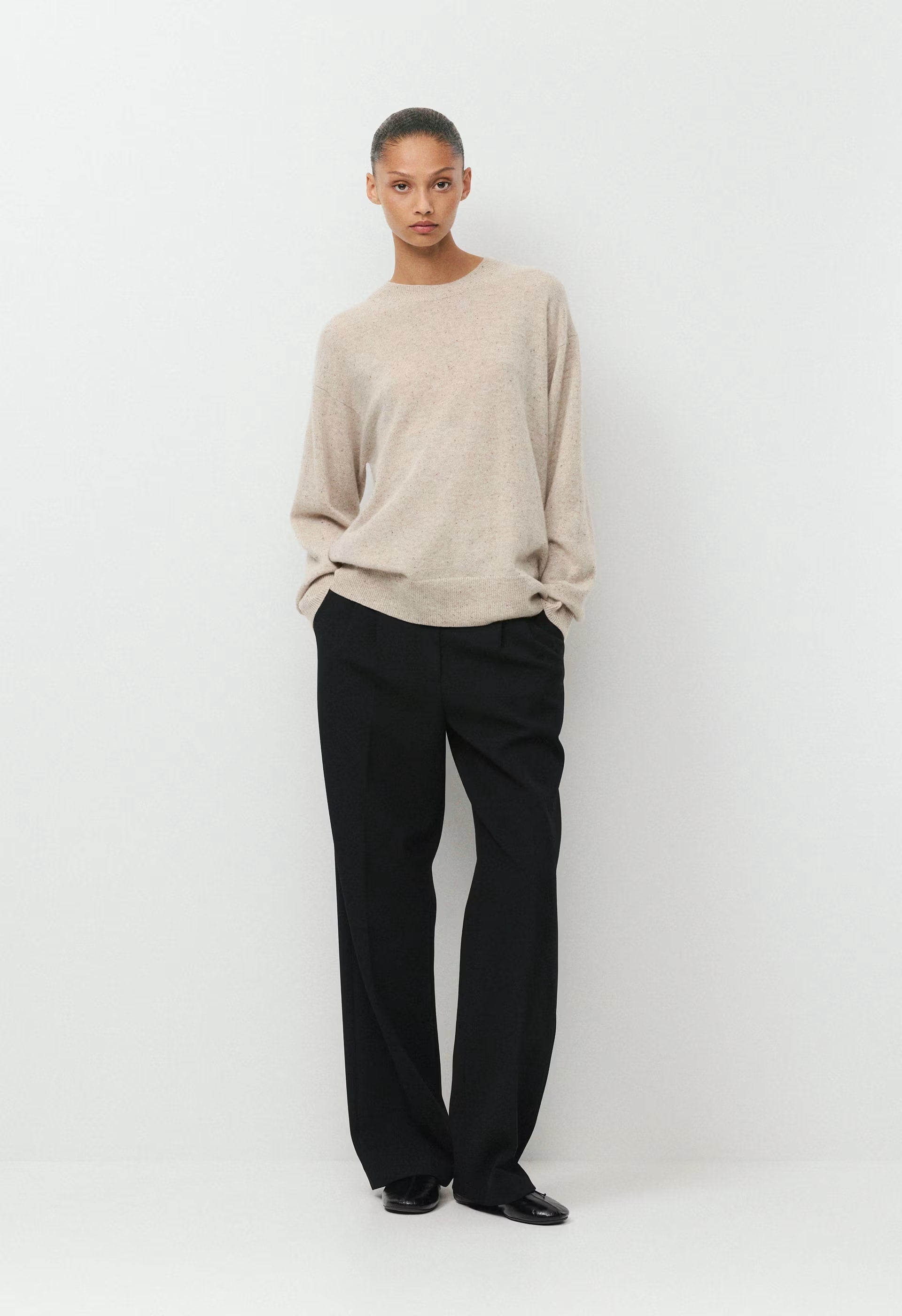 Bare Cashmere Meticulous Sweater - SPECKLED MRCN BEIGE