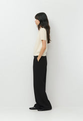 Bare Cashmere Cellini Shortsleeve Sweater - SEASIDE CREAM