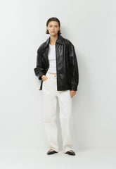 Jones Bomber - Leather - BLACK