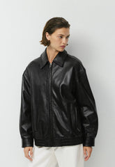 Jones Bomber - Leather - BLACK