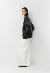 Jones Bomber - Leather - BLACK