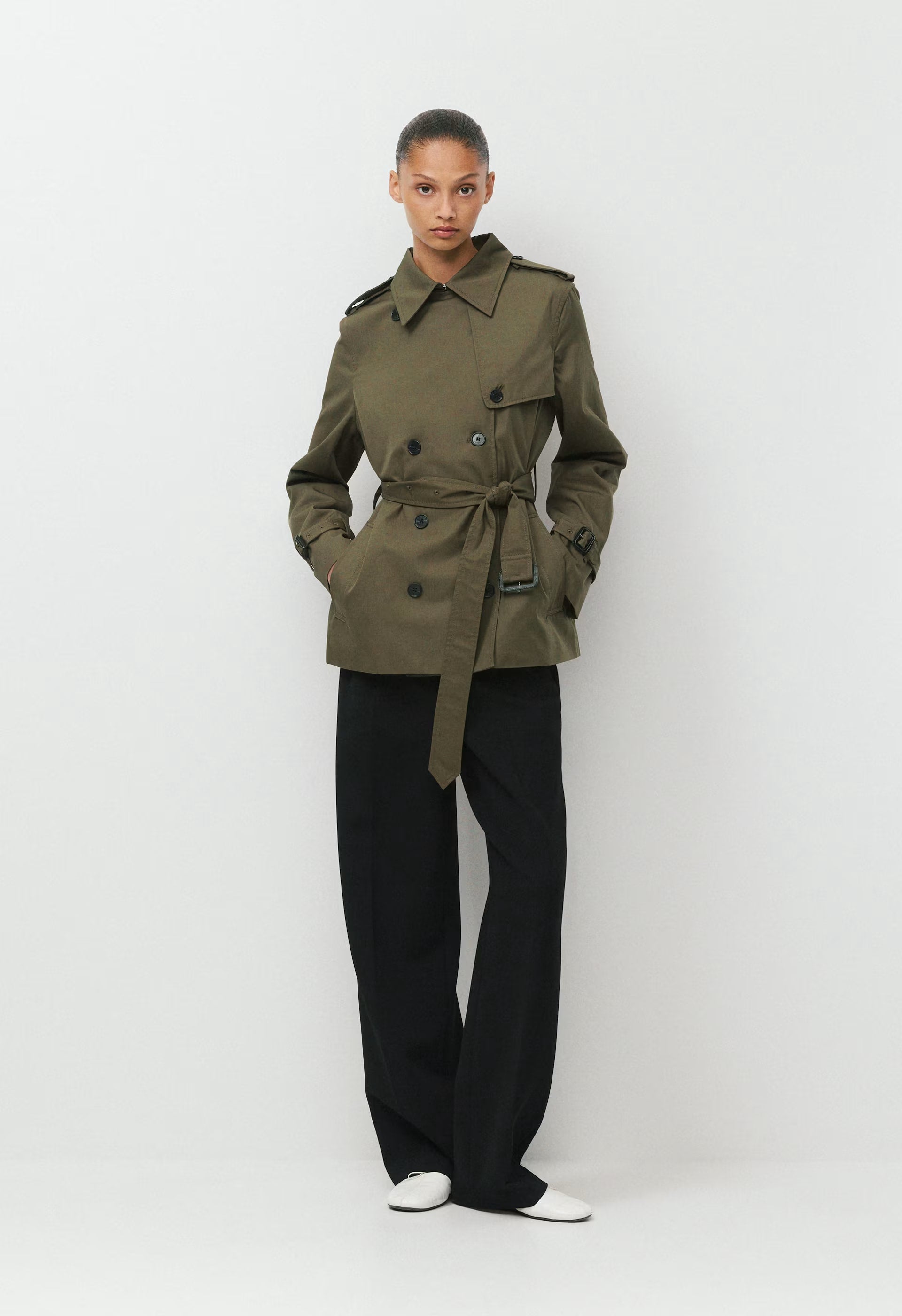 The Finch Short Trench Coat - City Twill - ATLAS OLIVE