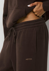 Cozy Sweatfleece Boyfriend Wide Sweatpant - RICH MOCHA BROWN