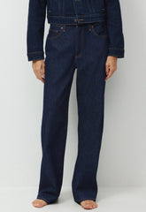 Denim Forum The Farrah Hi-Rise Wide Jean - NO-STRESS DARK BLUE