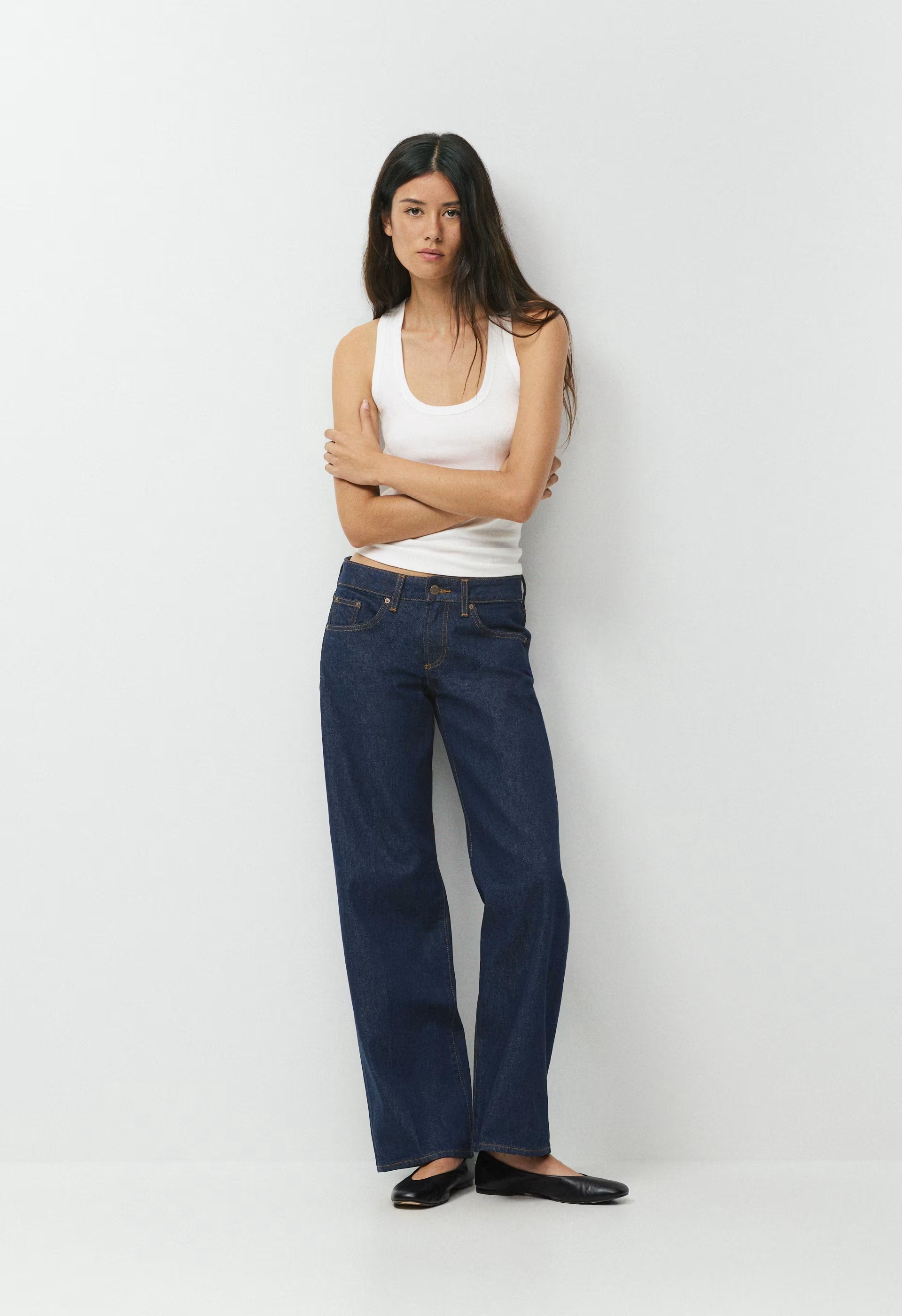 Denim Forum The ‘90s Relaxed Ultra Lo-Rise Wide Jean - NO-STRESS DARK BLUE