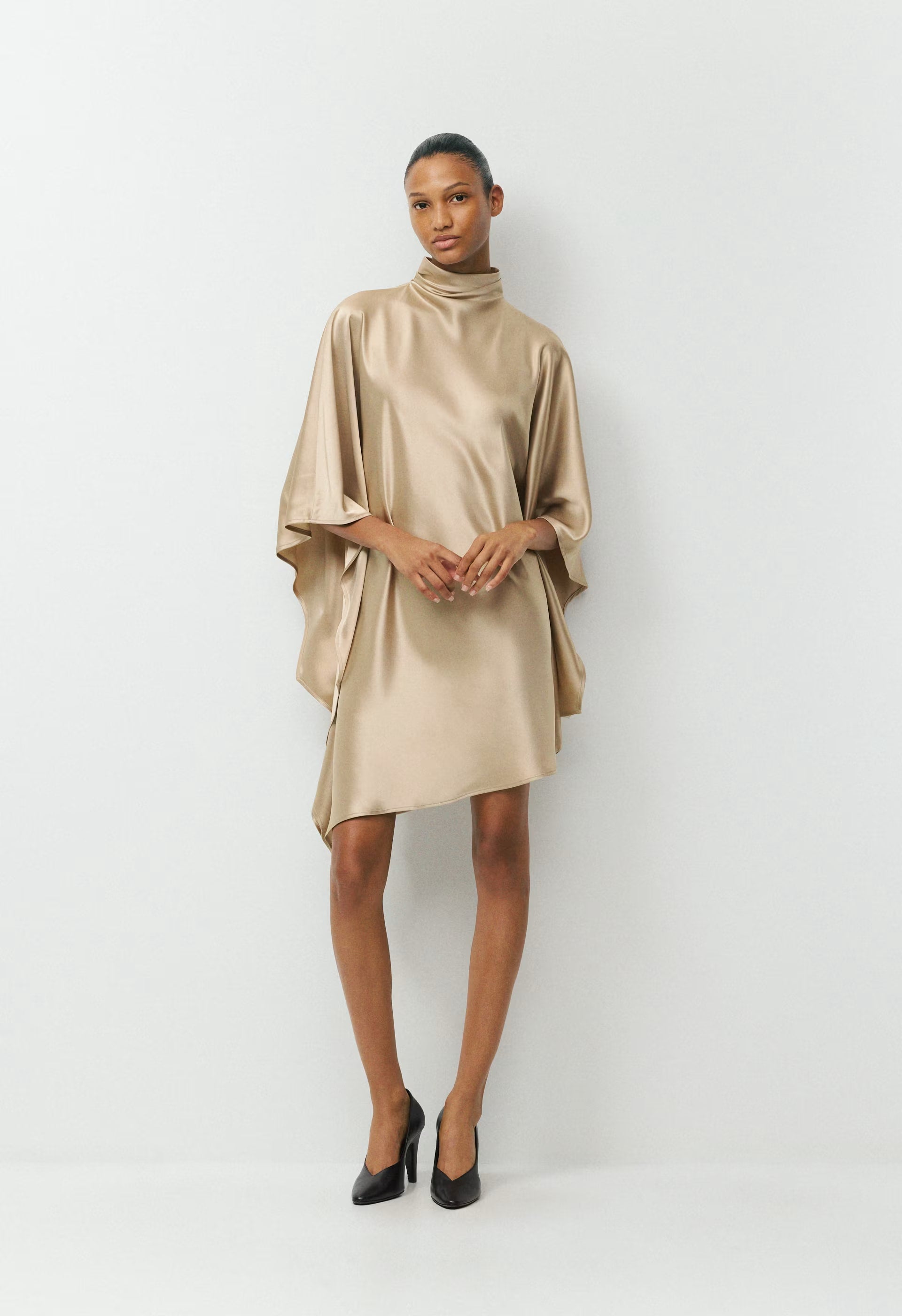 Fan Satin Dress - MARCONA BEIGE
