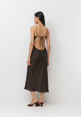 Duskfall Satin Dress - RICH MOCHA BROWN