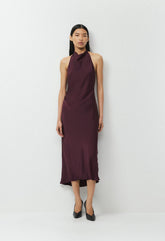 Audience Satin Maxi Halter Dress - CARDAMON