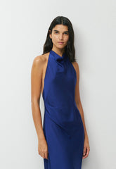 Audience Satin Maxi Halter Dress - BYRON BLUE
