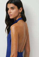 Audience Satin Maxi Halter Dress - BYRON BLUE