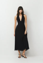 Orchardine Halter Dress - BLACK