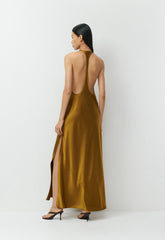 Spotlight Satin Dress - SHERRY OCHRE