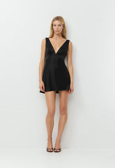 Matinee Satin Dress - BLACK